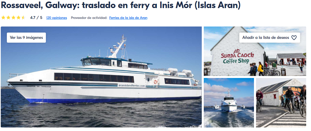 Ferry transfer a Inis Mór, Islas Aran