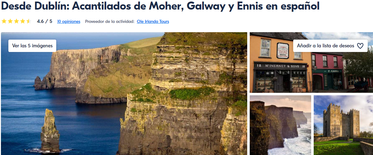 Tour desde Dublín a Cliffs of Moher y Castillo de Bunratty